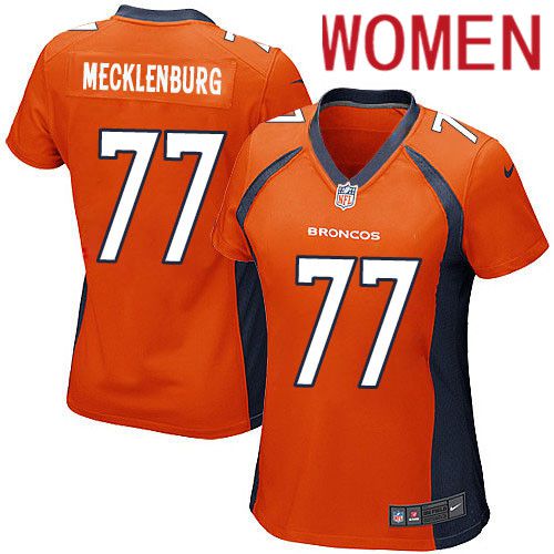 Women Denver Broncos #77 Karl Mecklenburg Nike Orange Game Retired Player NFL Jersey